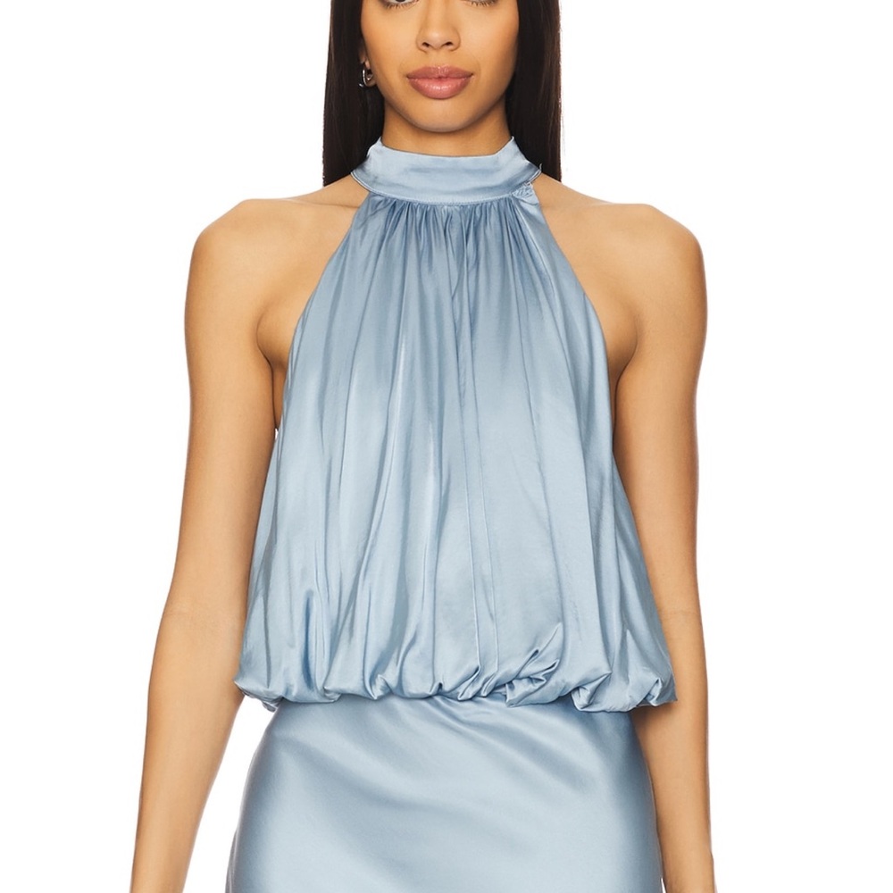 House of Harlow 1960 Blue Halter Blouse